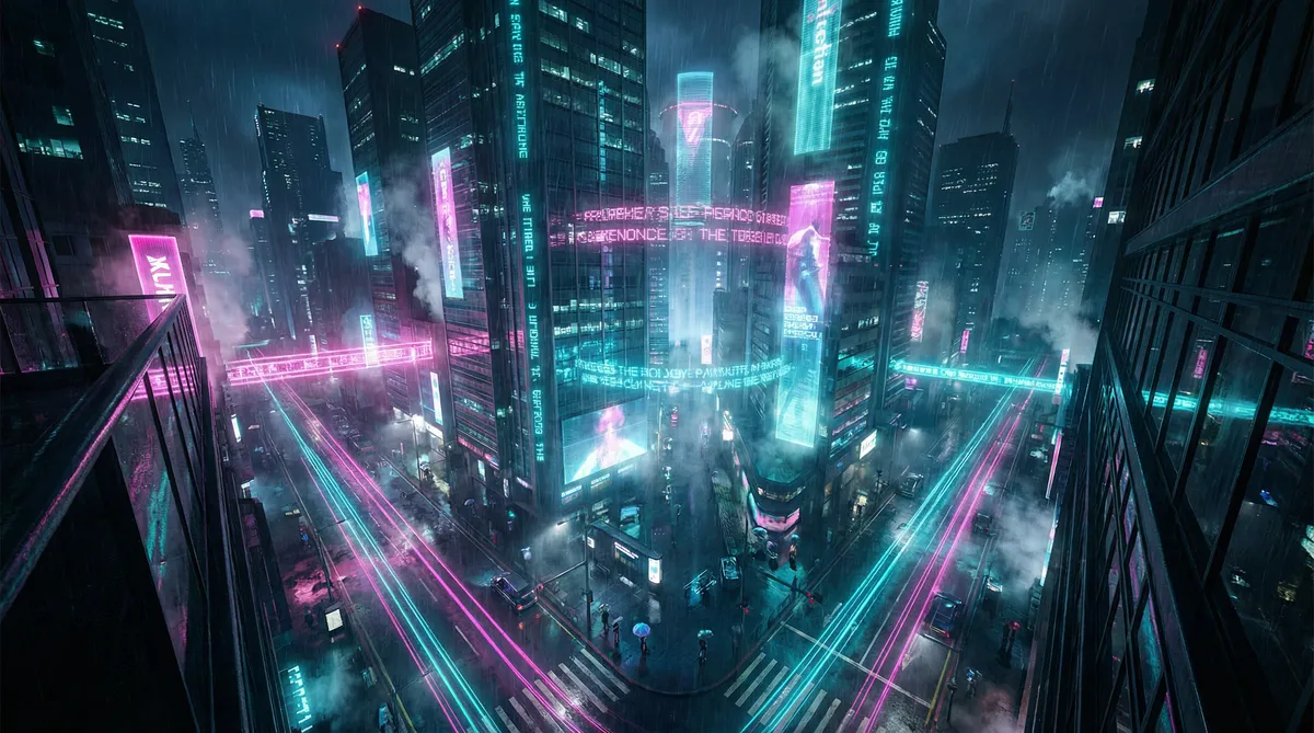 禁漫天堂发布 竖屏短剧平台首页背景 - 赛博朋克都市夜景